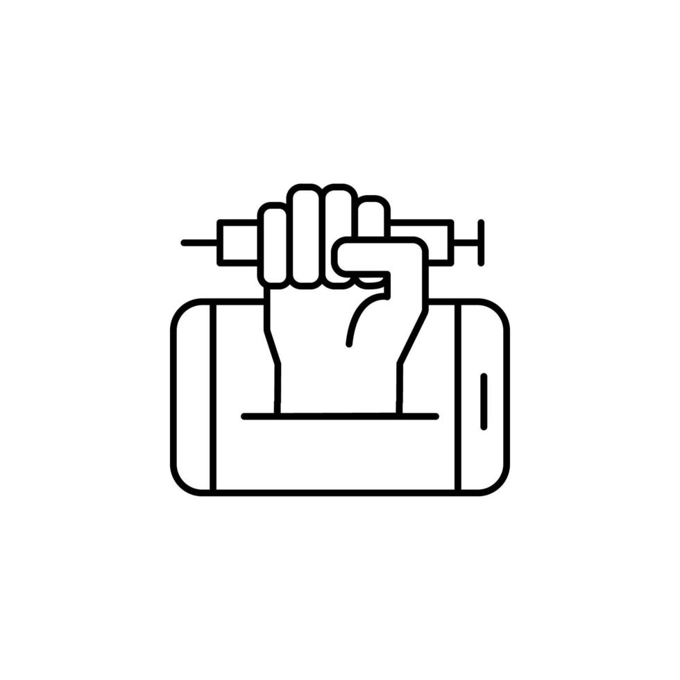 Addiction, smartphone, syringe vector icon