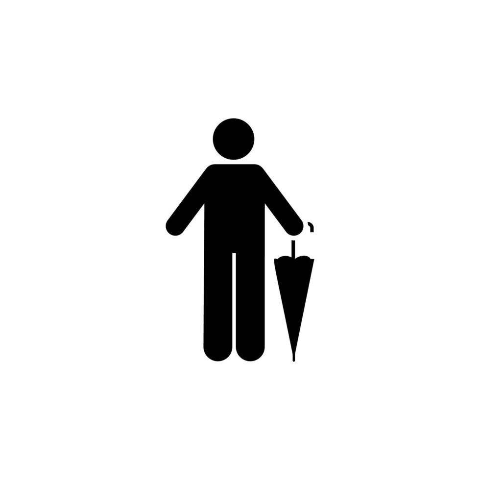 Holding, man, umbrella vector icon