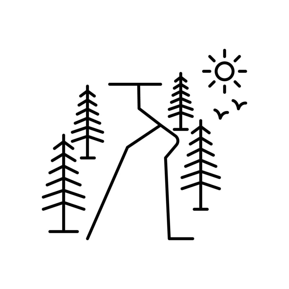 Road to the forest line, outline vector sign, linear style pictogram vector icon