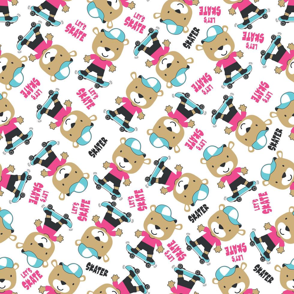 Seamless pattern with cute little monkey on skate board, For fabric textile, nursery,  and other decoration. vector