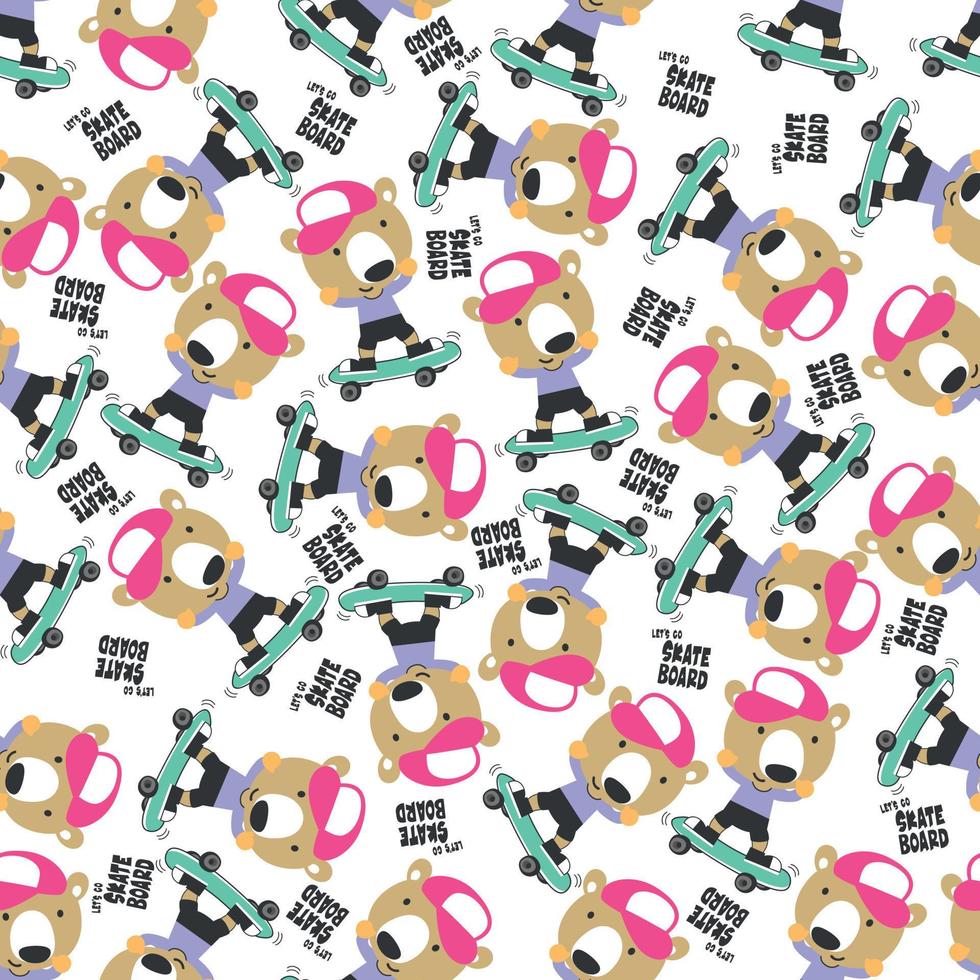 Seamless pattern with cute little monkey on skate board, For fabric textile, nursery,  and other decoration. vector