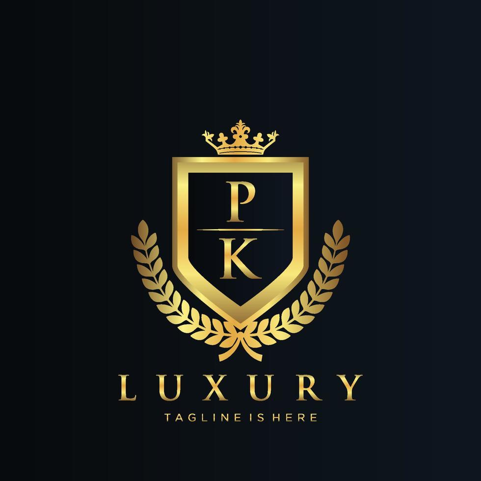 PK Letter Initial with Royal Luxury Logo Template vector