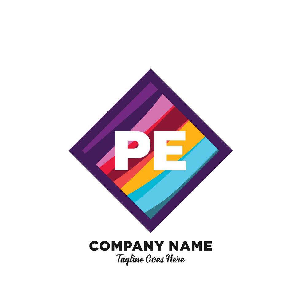 PE initial logo With Colorful template vector. vector