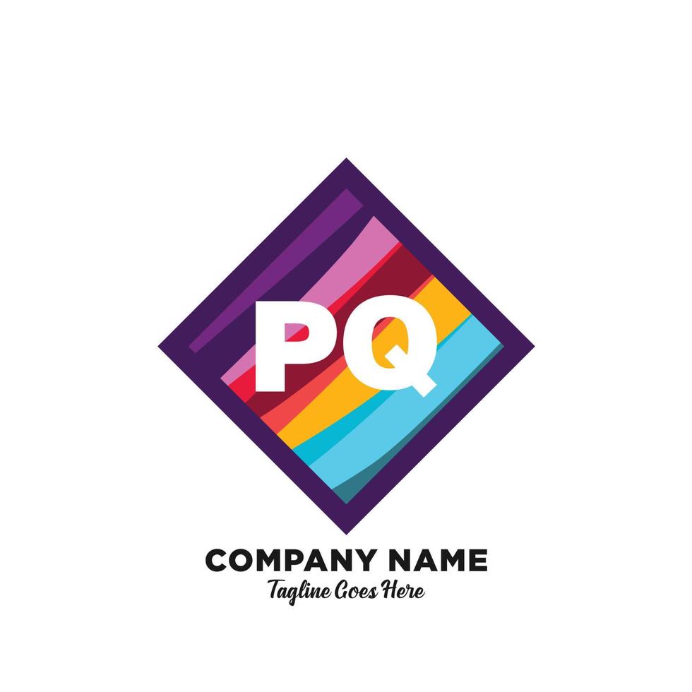 PQ initial logo With Colorful template vector. vector