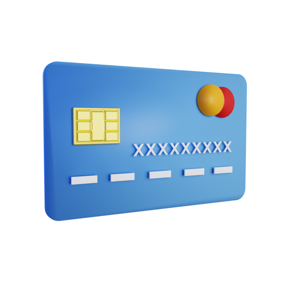 Blue credit card isolated transparent background 3d render icon design png