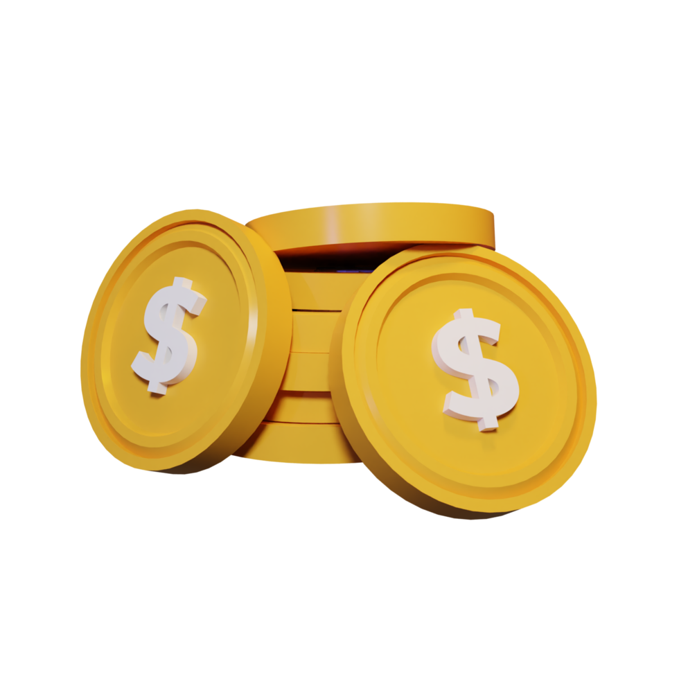 stack guld mynt med dollar tecken isolerat transparent bakgrund 3d framställa ikon design png