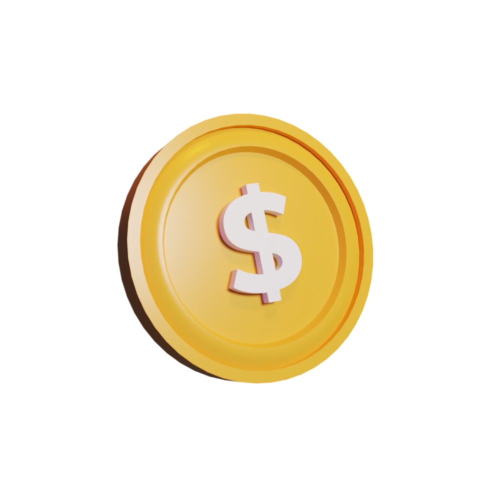 oro moneda con dólar firmar aislado transparente antecedentes 3d hacer icono diseño png