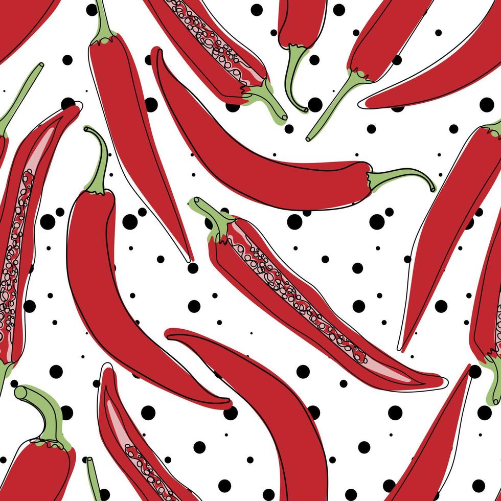 Red hot chili Pepper seamless pattern vector