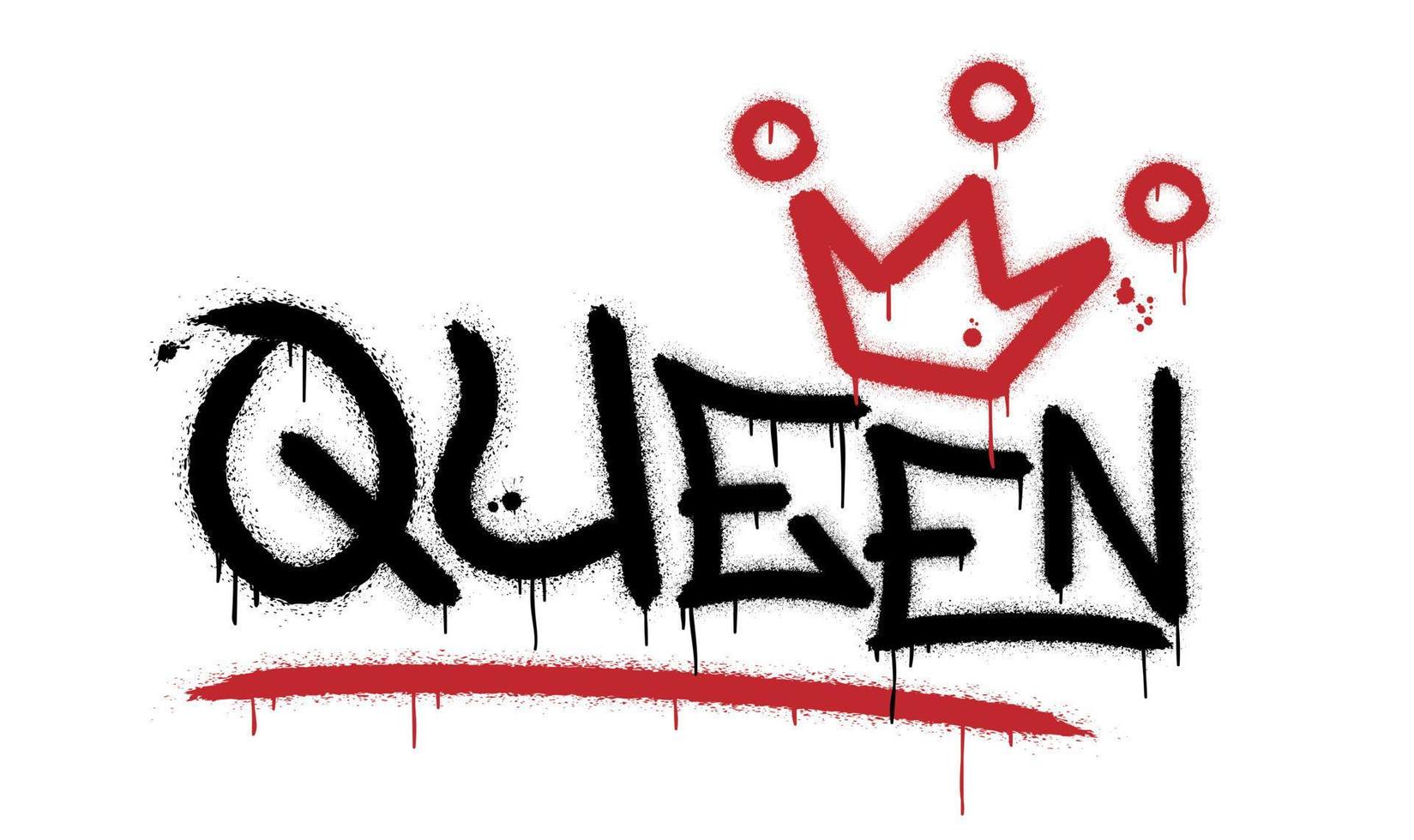 Queen. Urban street graffiti style with splash effects and drops on white background vector