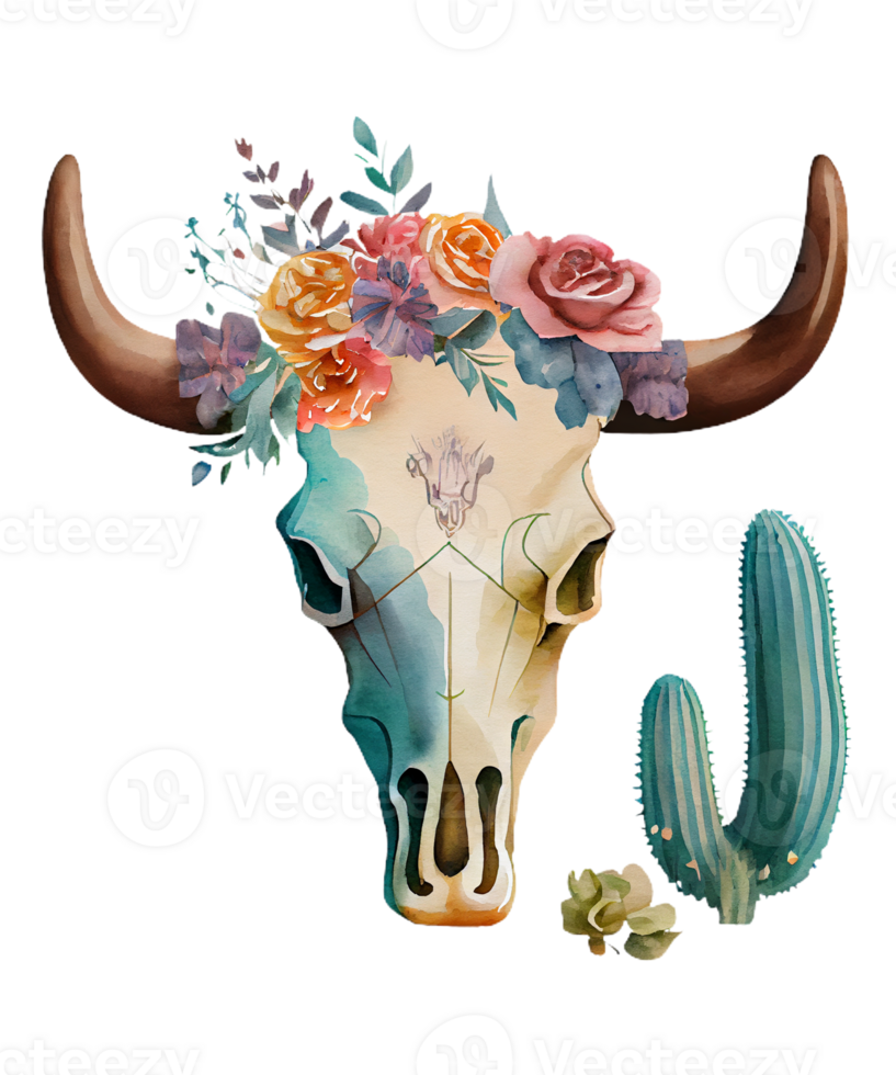 free-cow-skull-watercolor-22583458-png-with-transparent-background