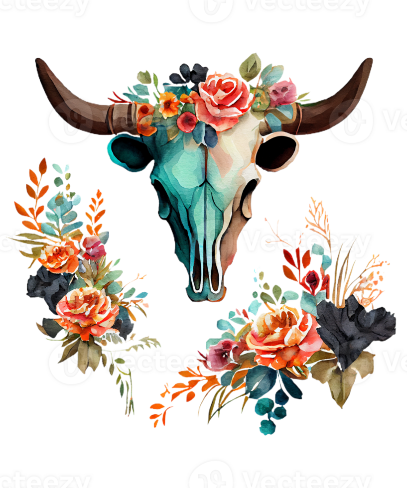 free-cow-skull-watercolor-22583463-png-with-transparent-background