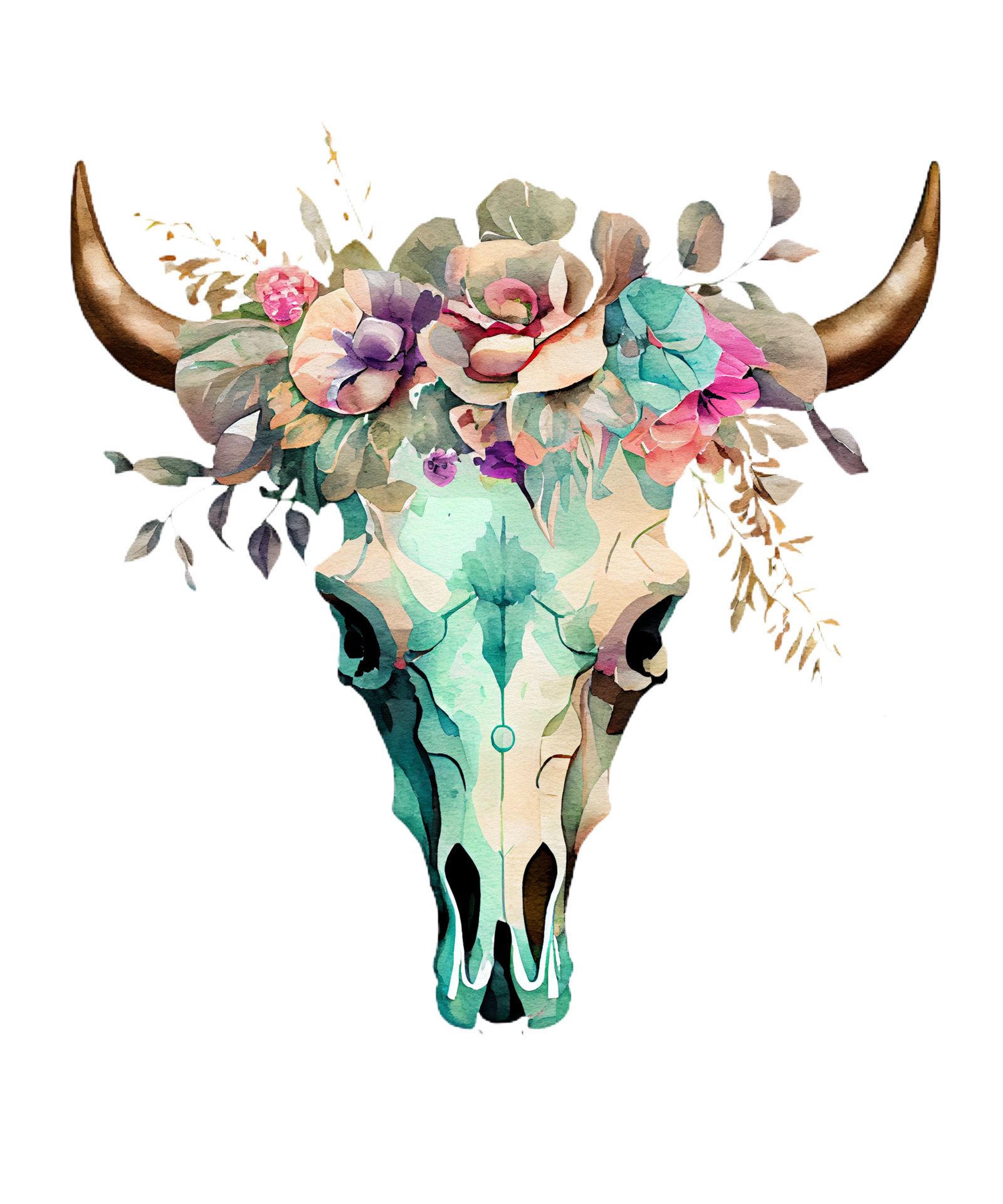 Free Cow Skull Watercolor 22583467 PNG with Transparent Background