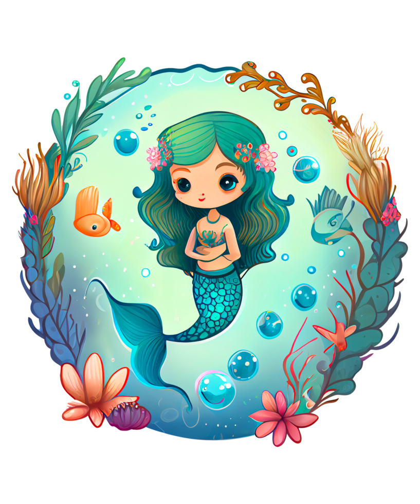 Free Cute Mermaid Watercolor 22583568 PNG with Transparent Background