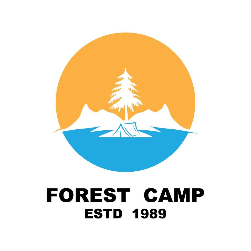 Forest Camp Logo Design, Outdoor logo, Adventure logo template vector