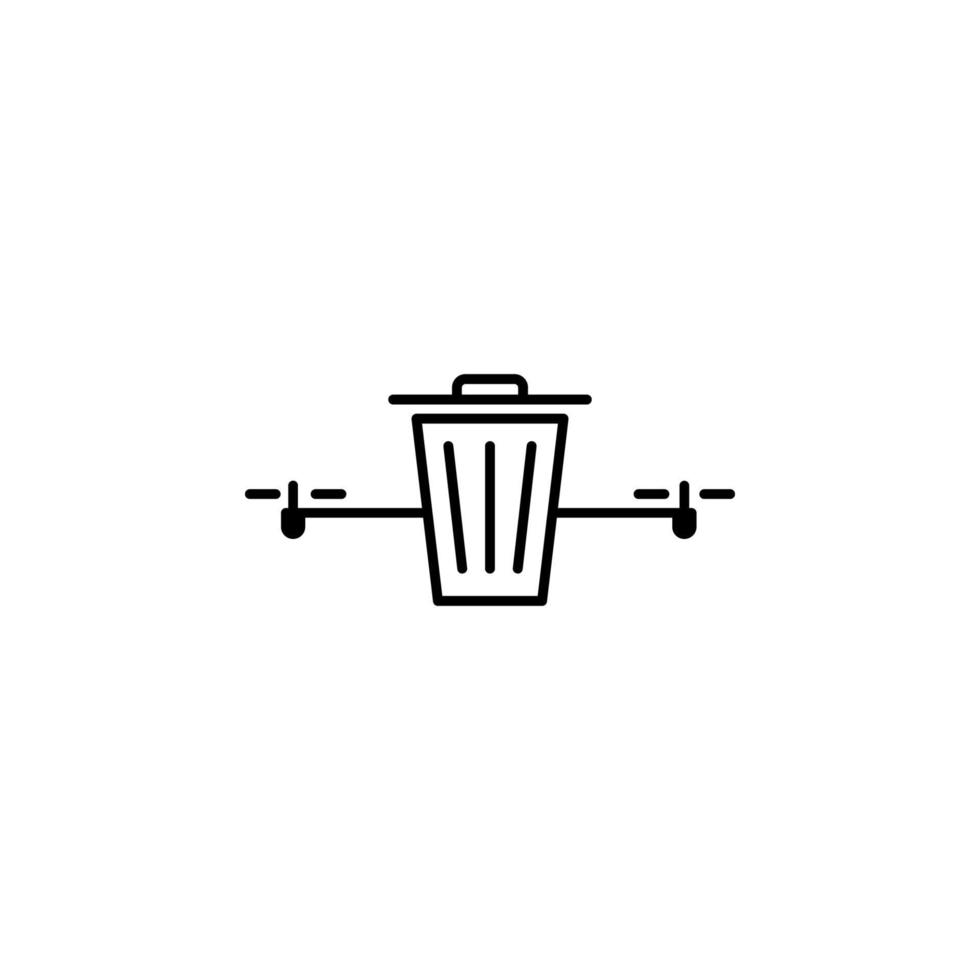 drone trash can field outline vector icon