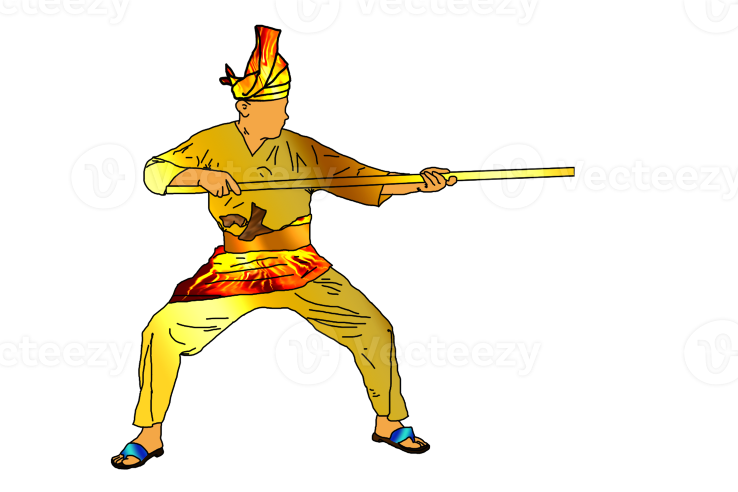 homem prática Silat com rattan bastão - teve elemento ouro png