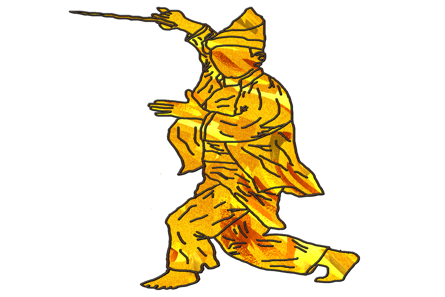Step movement pattern stand traditional Malay warrior with traditional Malay weapon png