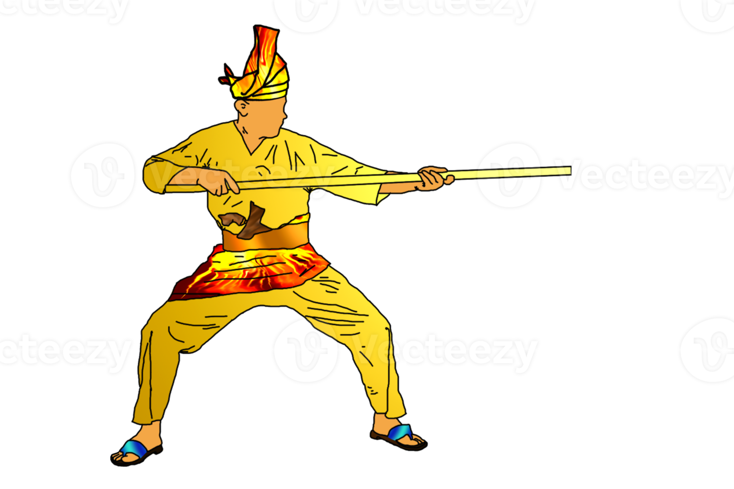 man practice silat with rattan stick - had element gold png