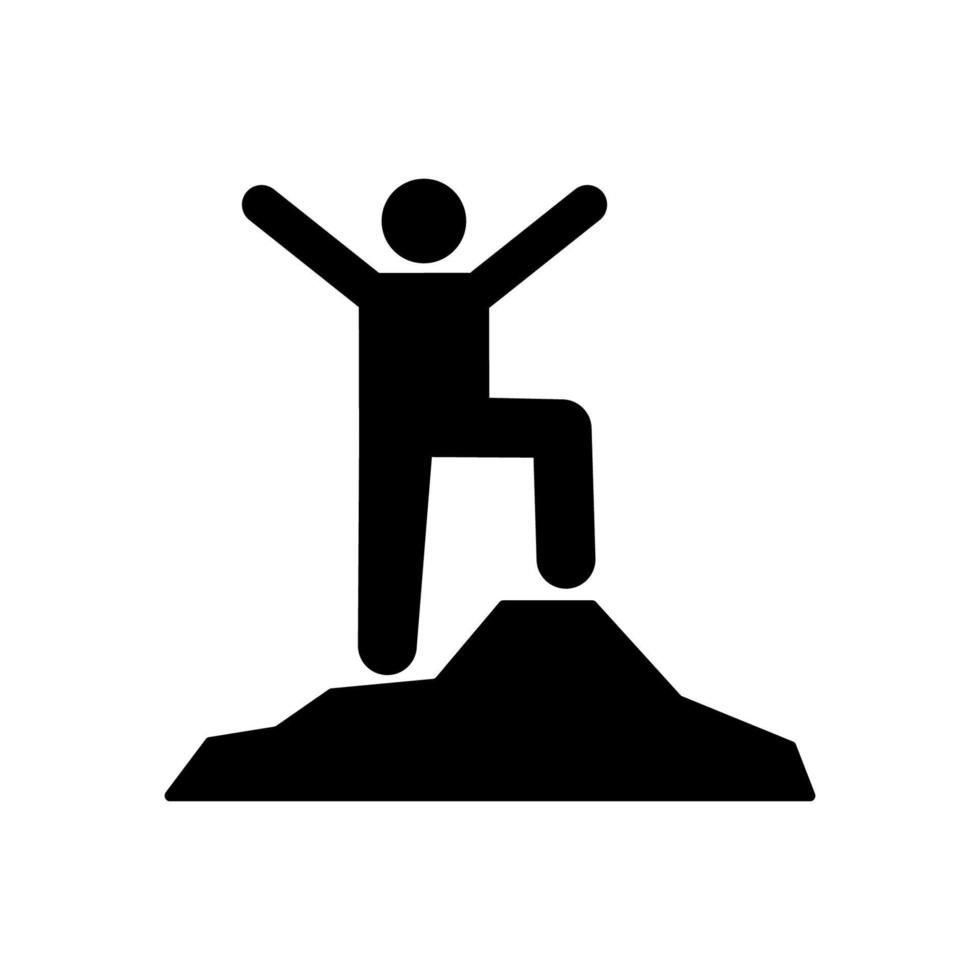 Man mountain happy hiking vector icon