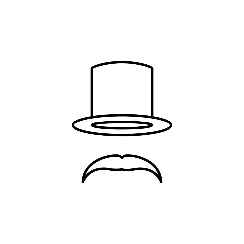 sombrero, magia Bigote vector icono