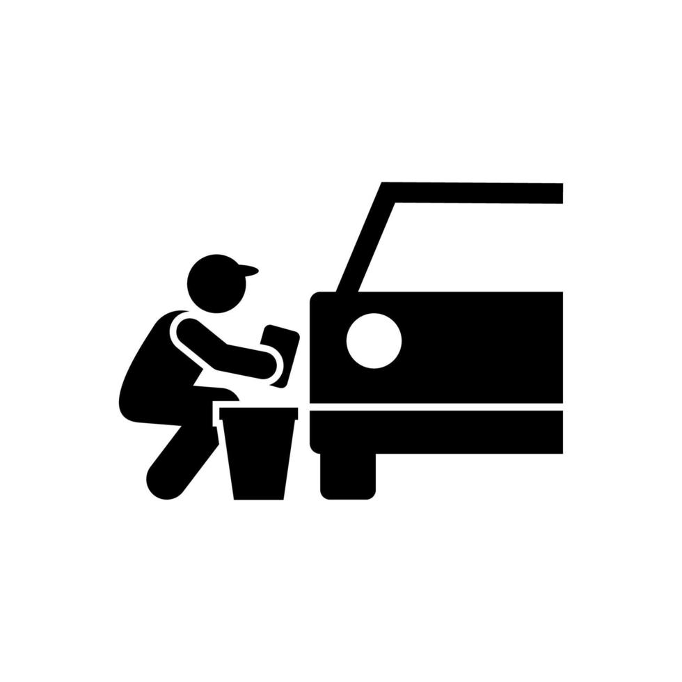 Car, man, wash vector icon