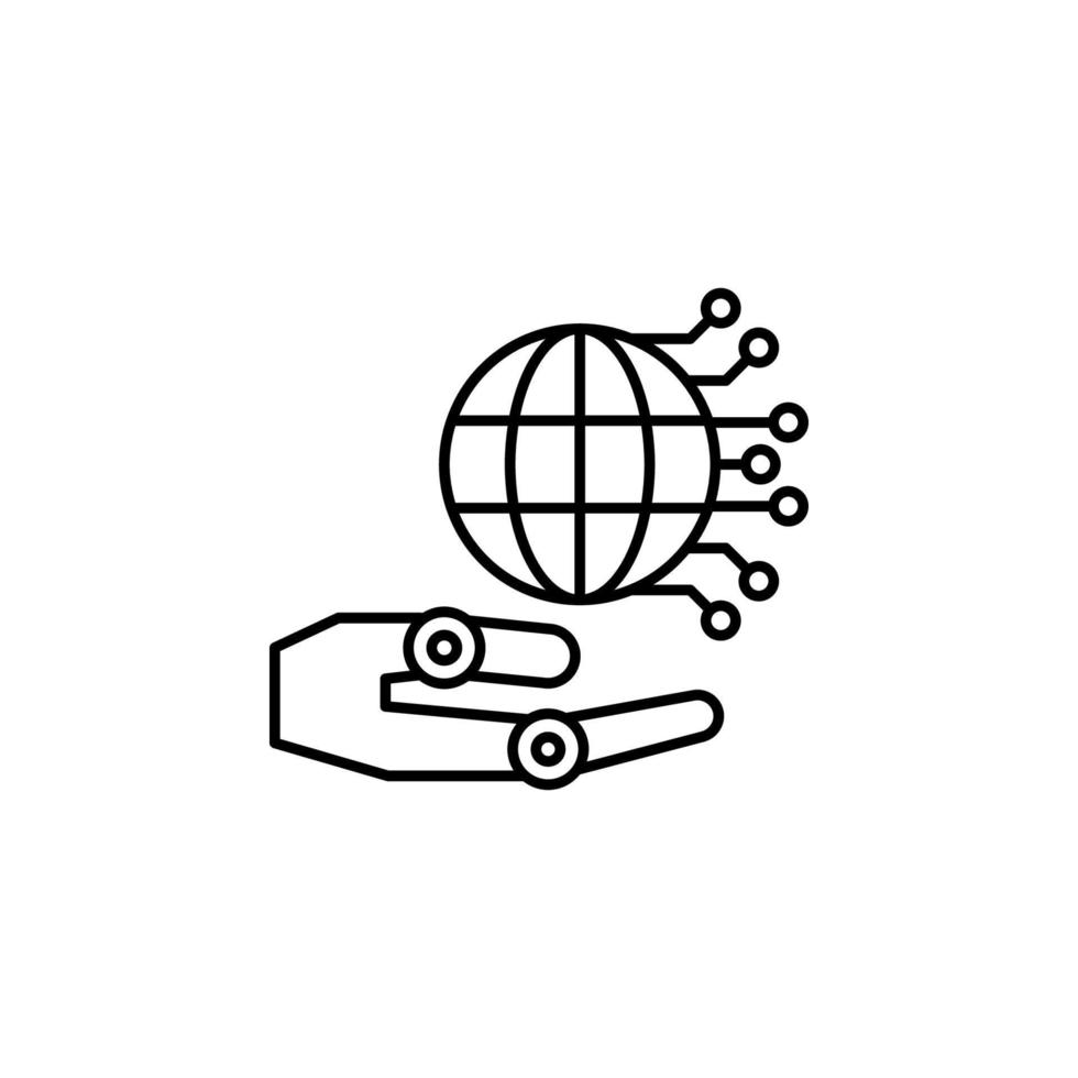 Robot hand earth globe vector icon