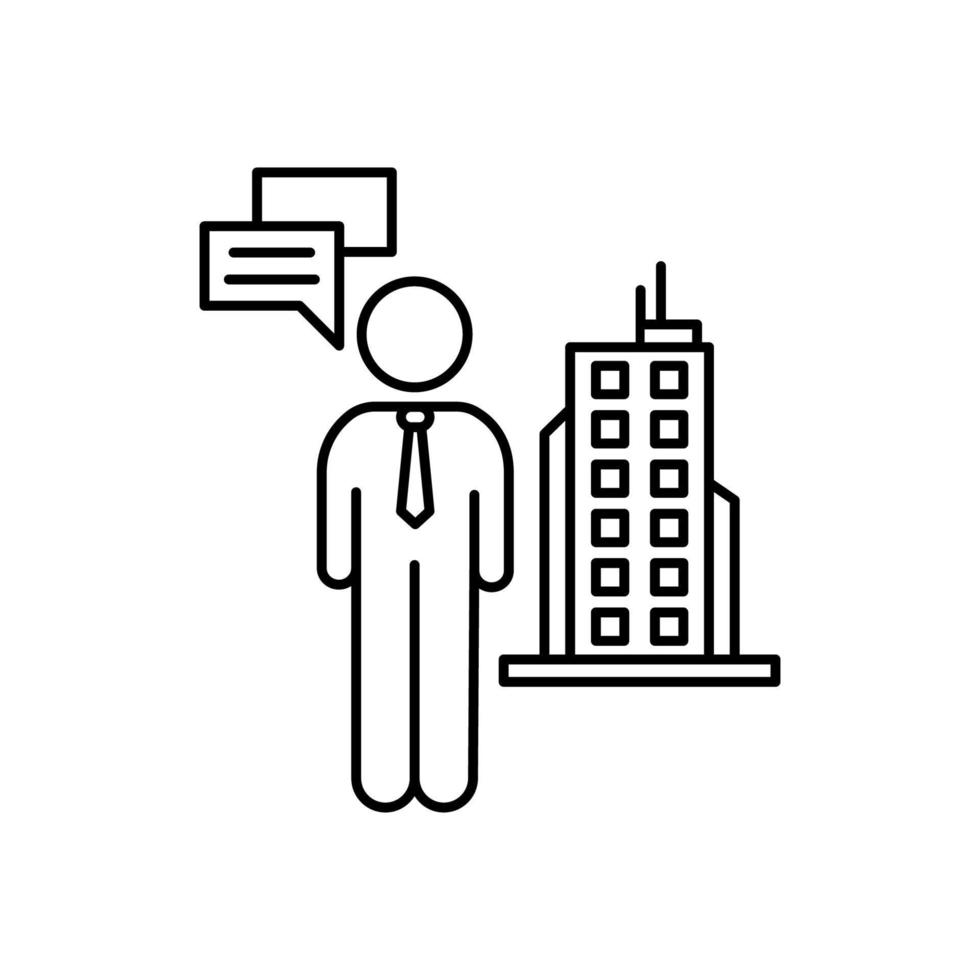 Businessman think and building vector icon