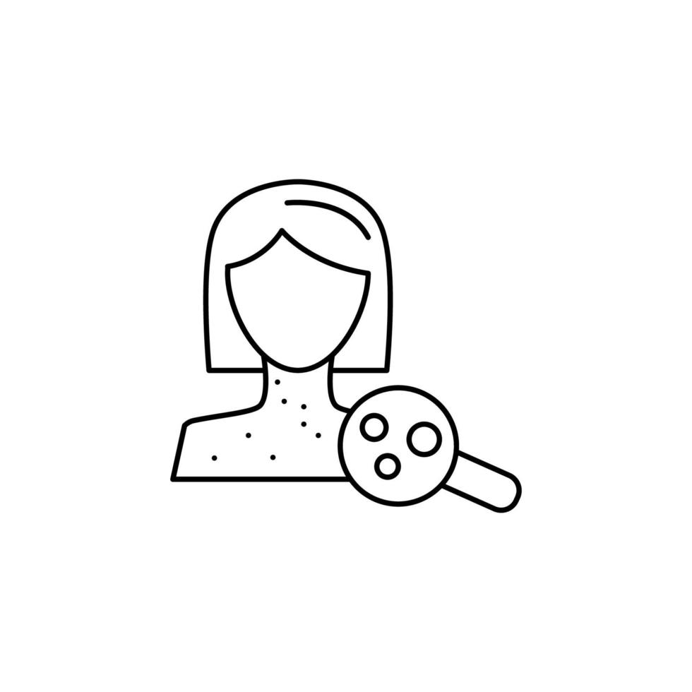 Woman rash magnifier neck vector icon
