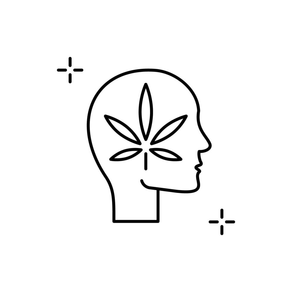 cerebro, marijuana, adicciones vector icono