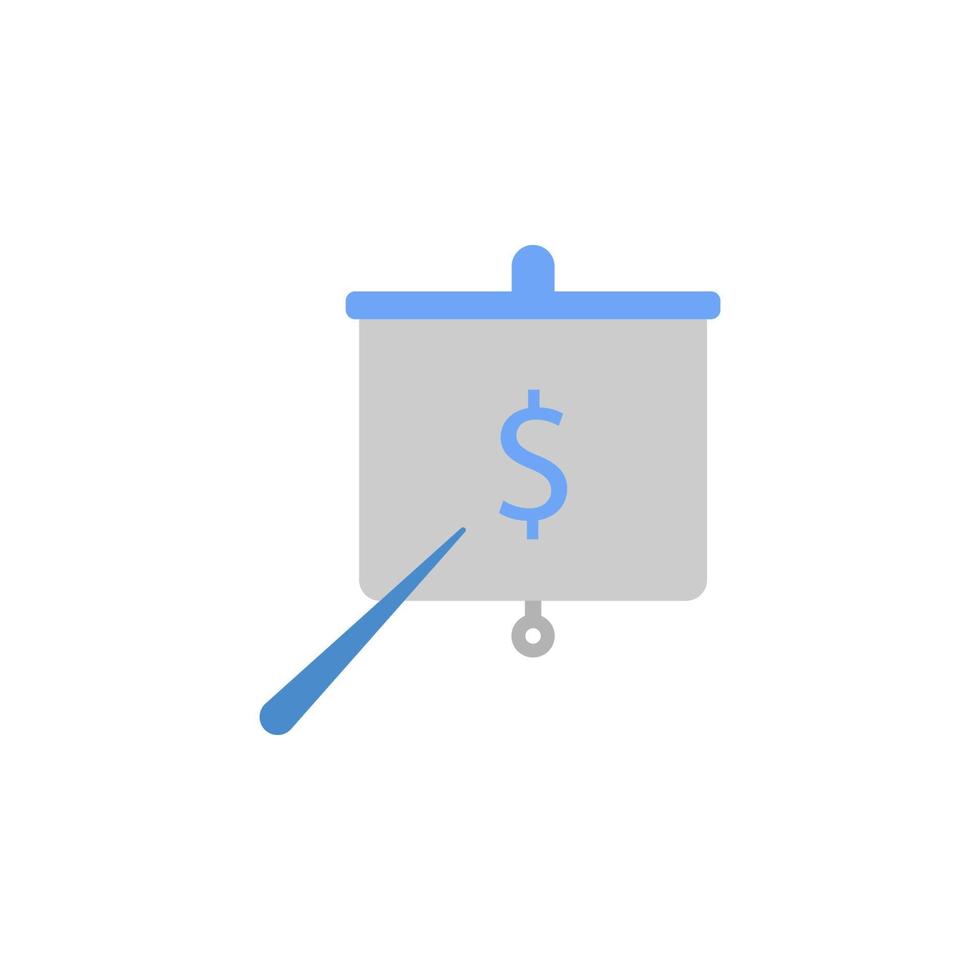 Blackboard, money, presentation, sales report two color blue and gray vector icon