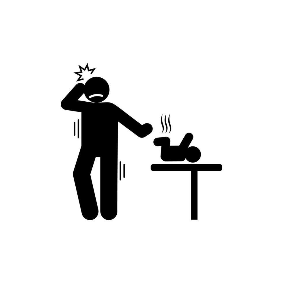 man and baby cry vector icon