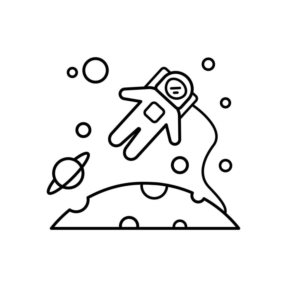 Space humanization, cosmonaut planet vector icon