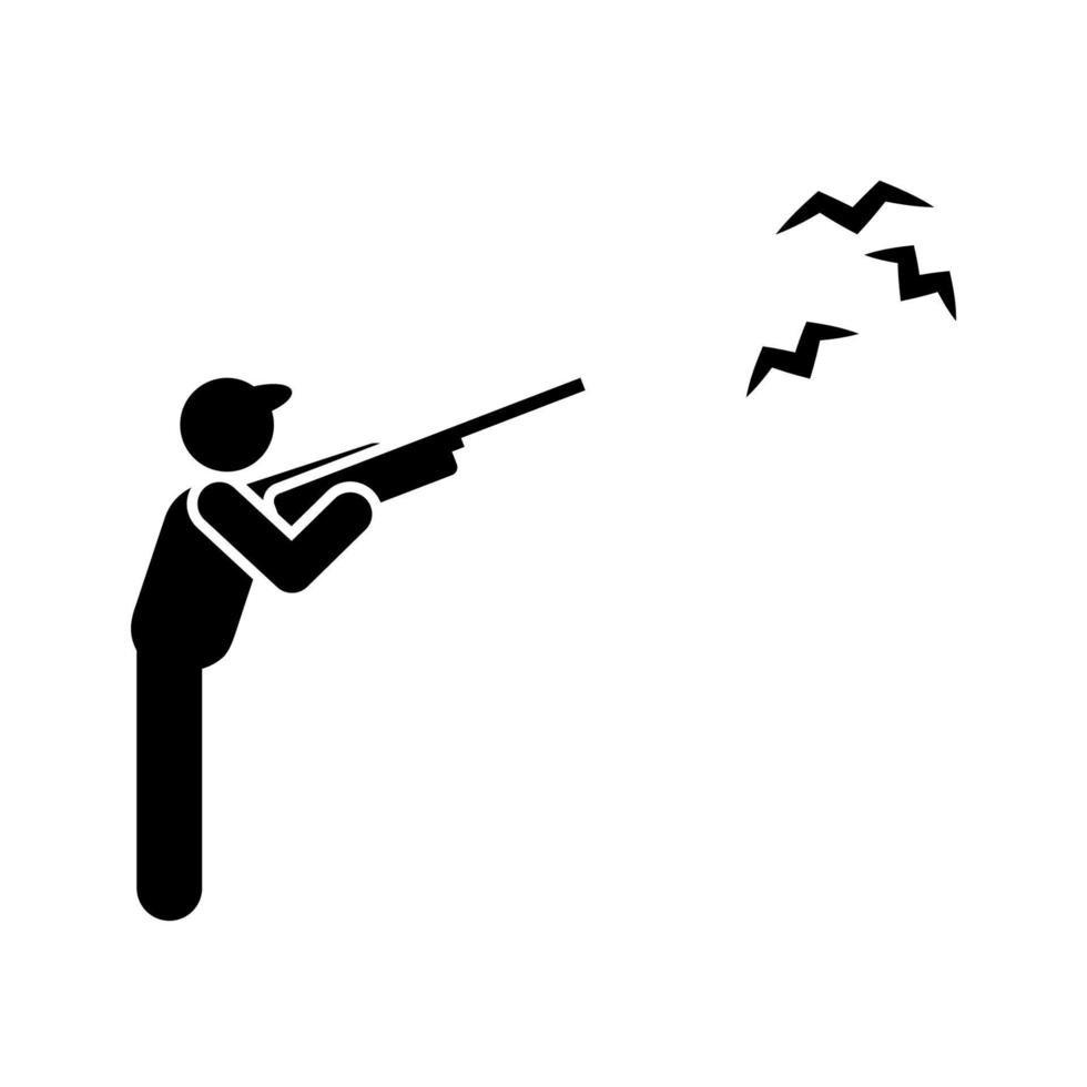 Birds, hunter, man vector icon