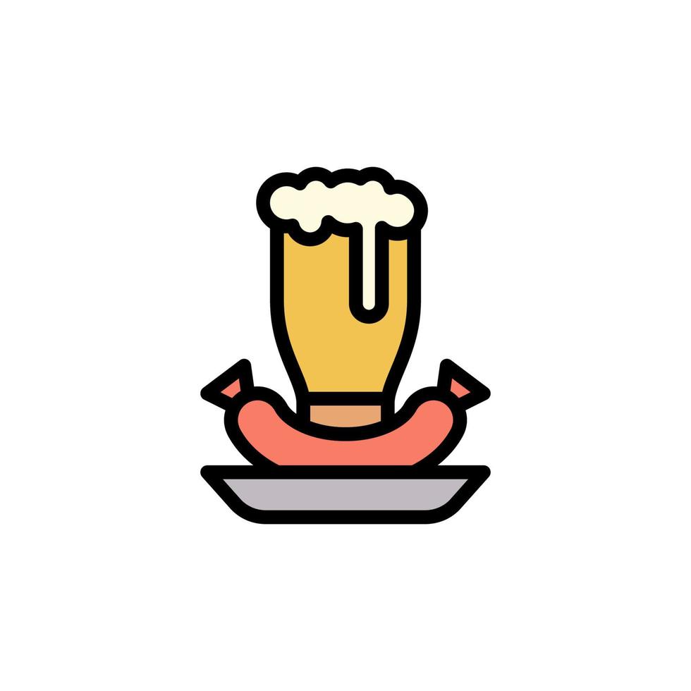 Sausage, beer stein vector icon