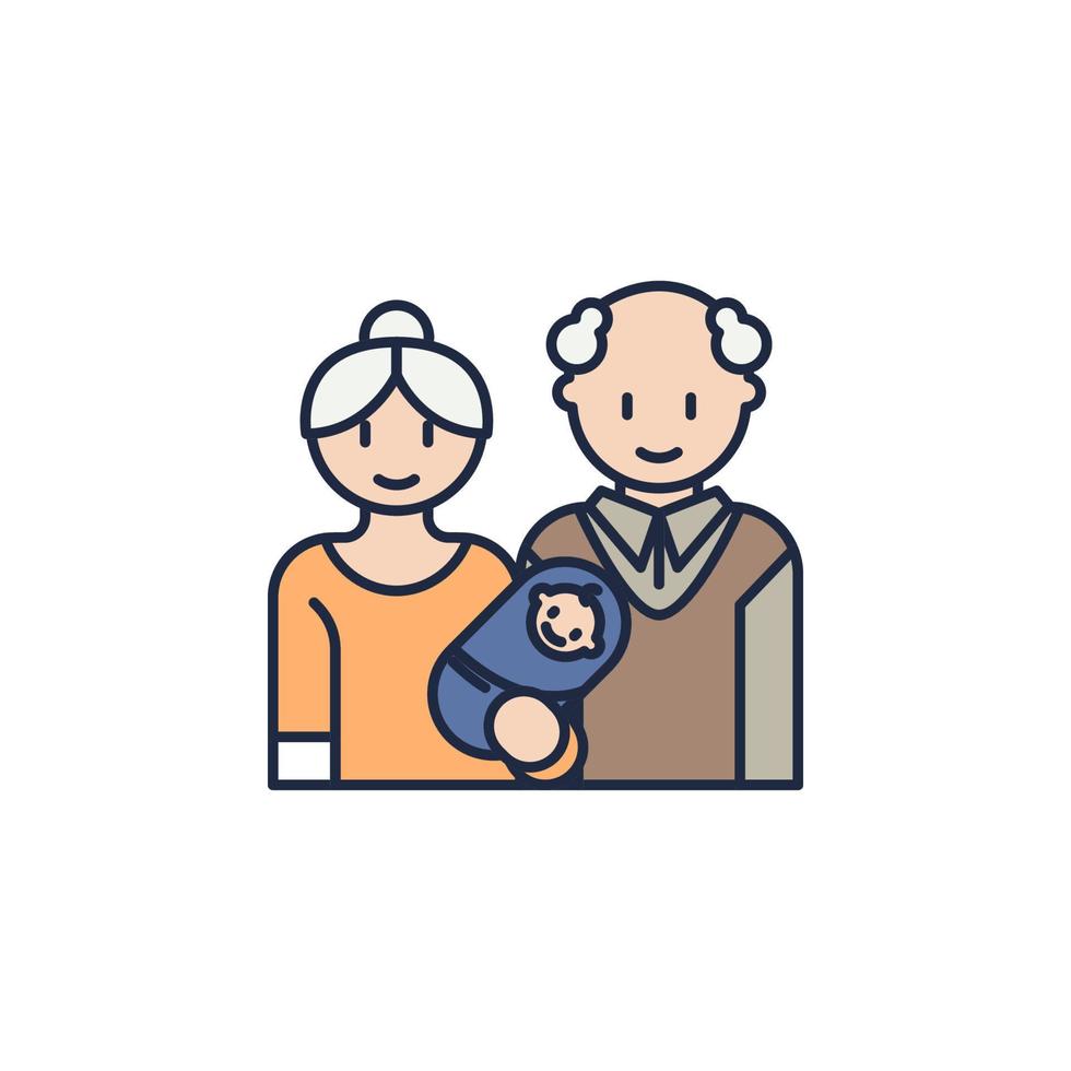 abuelos y infantes dibujos animados vector icono