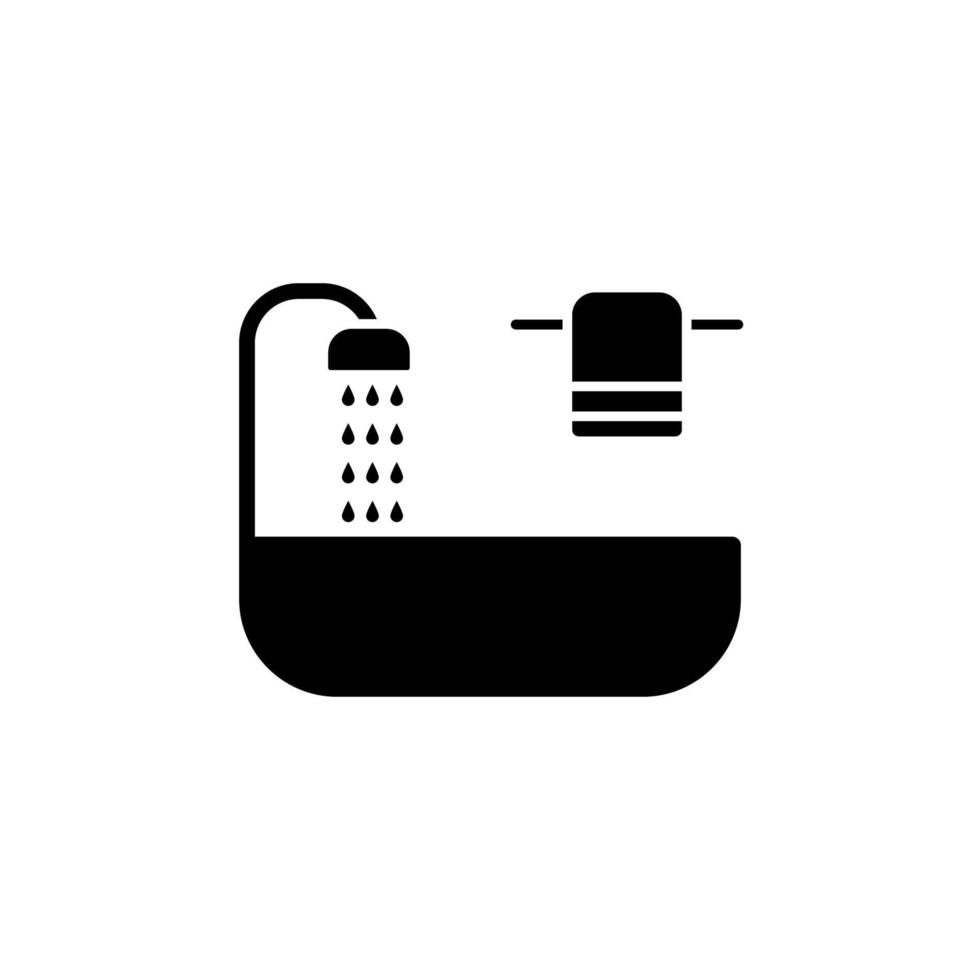 Bathtub, shower, towel vector icon