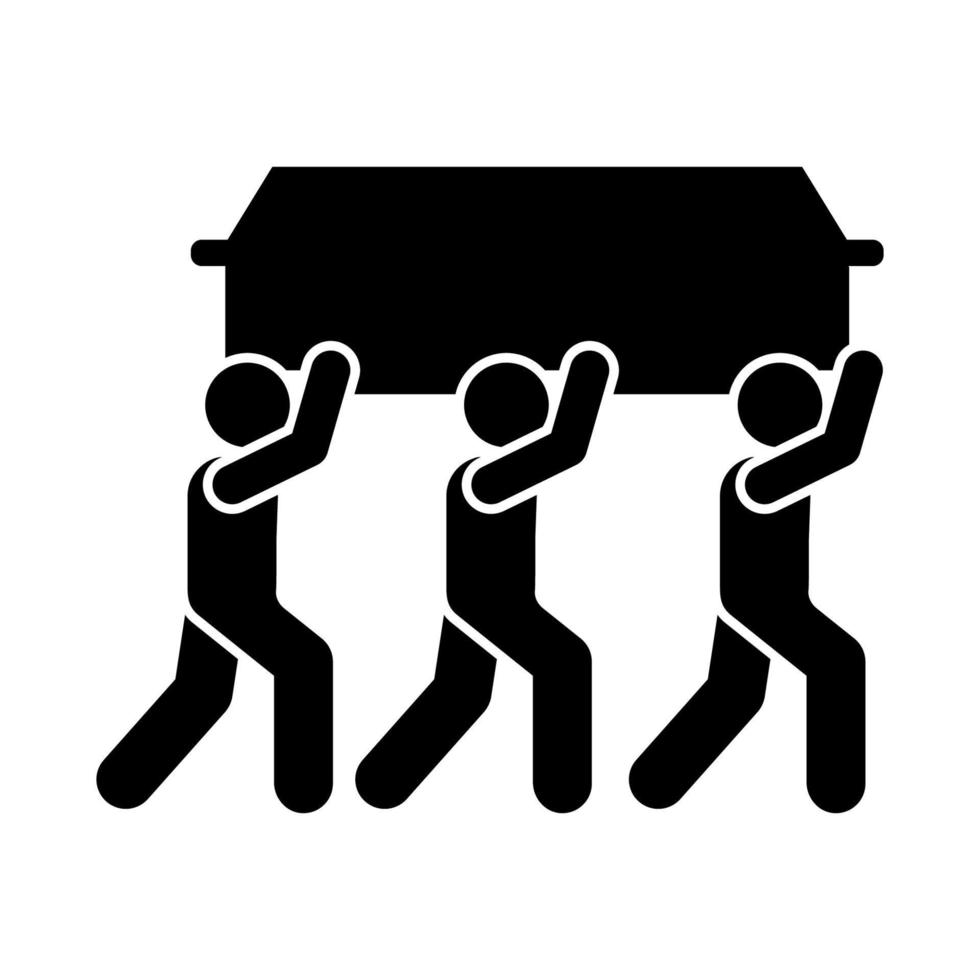 Mans funeral coffin burial carry vector icon