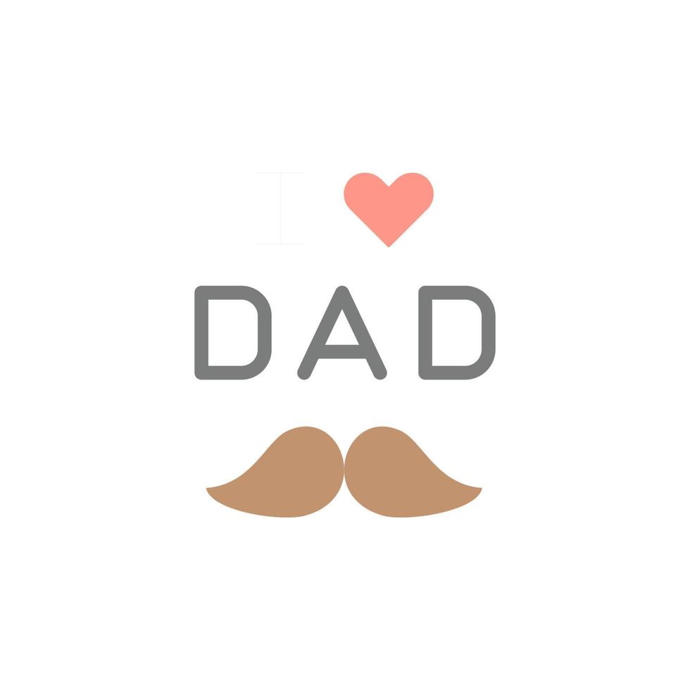 I love Dad, mustache vector icon