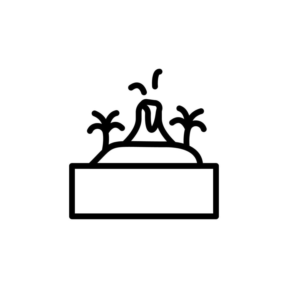 Volcano, ocean, island vector icon