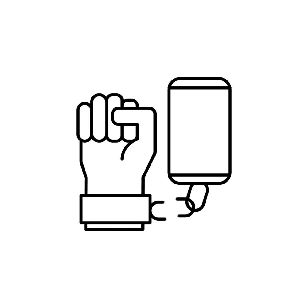 Unchained, hand, smartphone vector icon