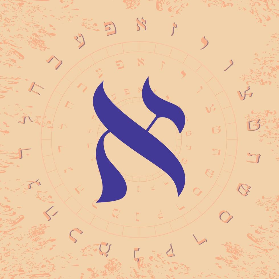 Vector illustration of the Hebrew alphabet in circular design Hebrew Vector illustration of the Hebrew alphabet in circular design Hebrew