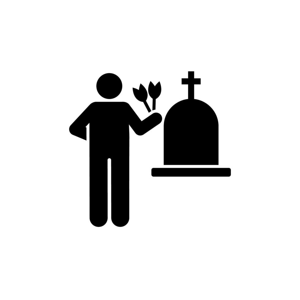 Man funeral flower sorrow weep vector icon