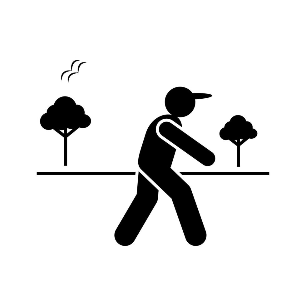 Man, walking, sun vector icon