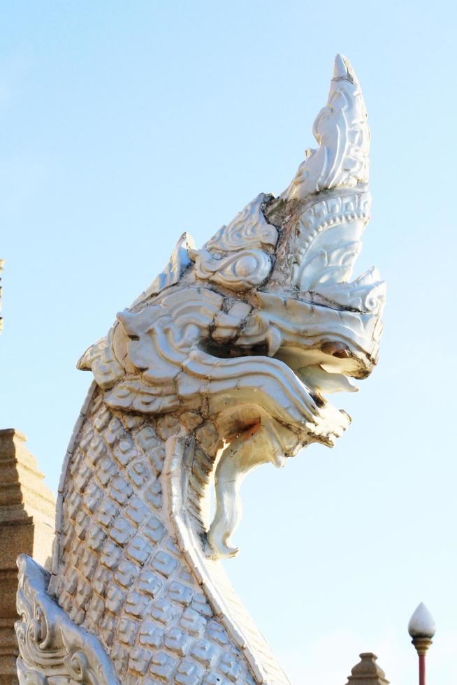 White naga in temple located on the mountain and very beautiful view in Chiangrai Province, Thailand. photo