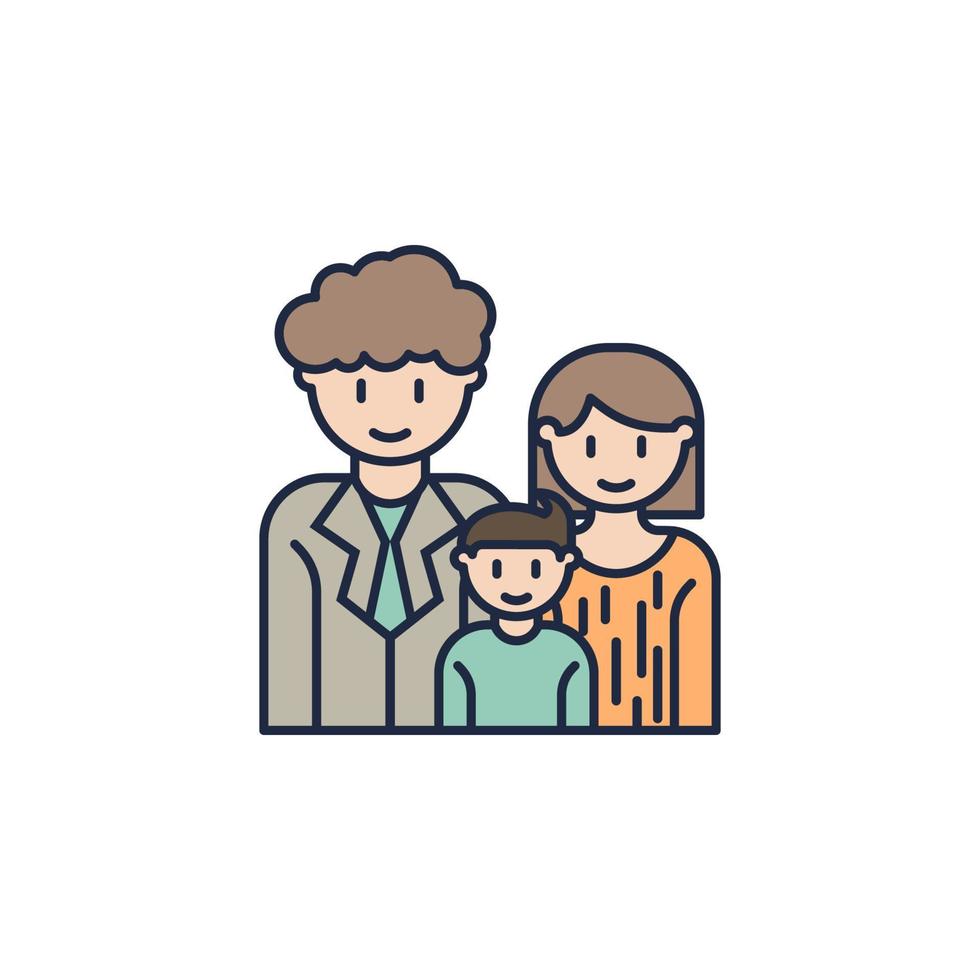 padres con hijo dibujos animados vector icono