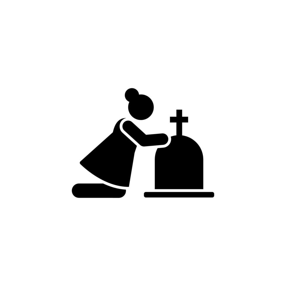 Woman widow funeral weep vector icon