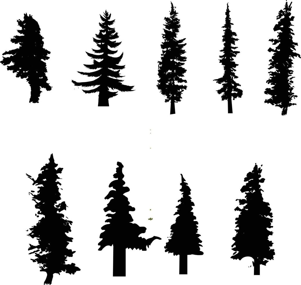 montaña árbol siluetas vector