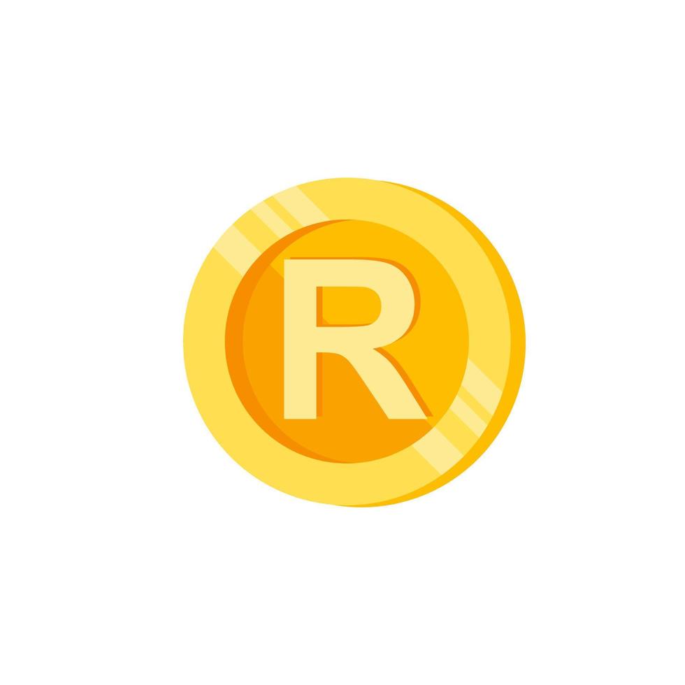 R, letter, coin color vector icon