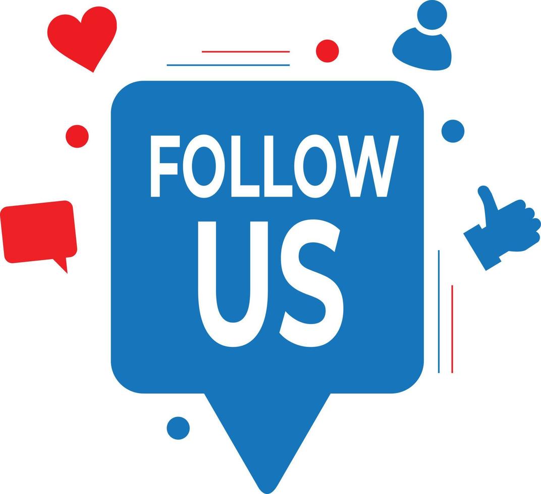 Follow us banner with Memphis style vector