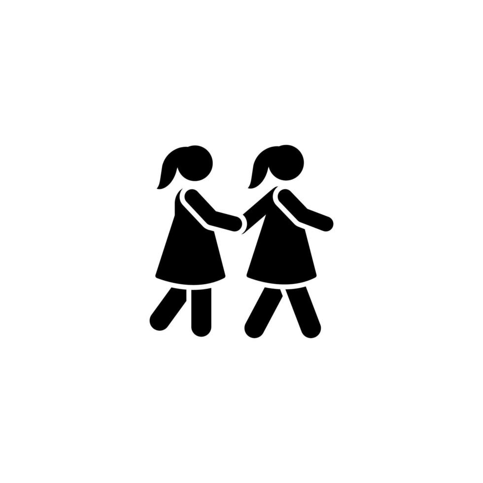 muchachas estudiantes caminar colegio pictograma vector icono